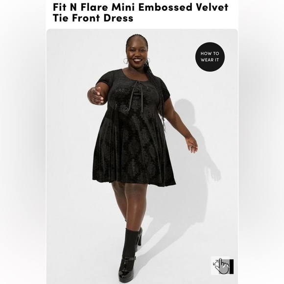 Spooky Skull and Roses Embossed Velvet Tie Front Dress ready for a night out! - Picture 4 of 7